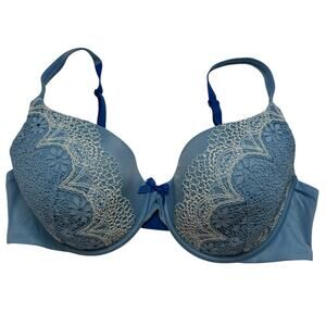 VICTORIAS SECRET Body by Victoria Lined Perfect Coverage Blue Lace Bra Size 38D